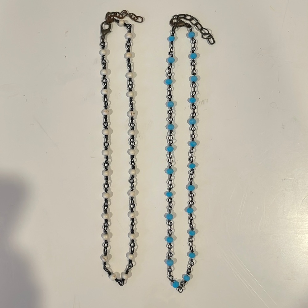 Two Pack Olivelynn Black Chain Beaded Chokers